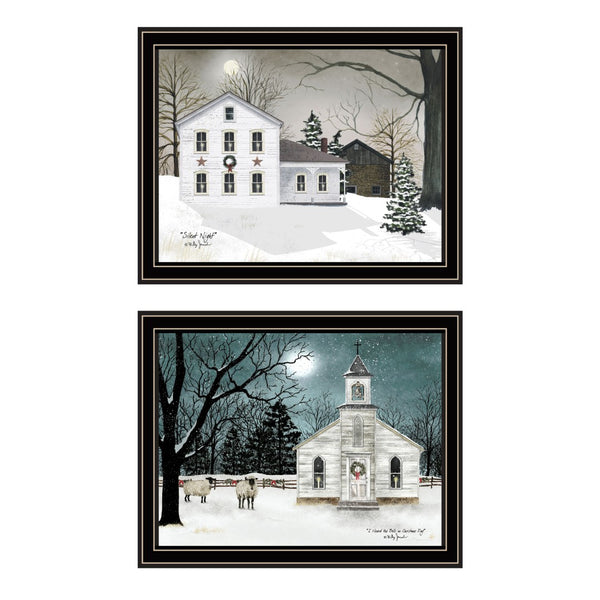 English Elm Trendy Decor 4u Billy Jacobs Silent Night Two Panel Framed Winter Wall Art Set B067P255219