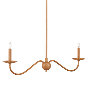 Saxon Rattan Linear Chandelier: Elegant Modern Lighting for Kitchen Islands & Coastal Chic Decor