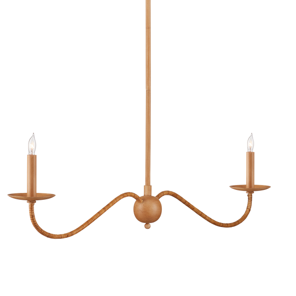 Saxon Rattan Linear Chandelier: Elegant Modern Lighting for Kitchen Islands & Coastal Chic Decor