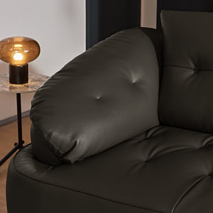 English Elm Modern Elliptical Three Seat Sofa Genuine Cowhide Leather Solid Wood Frame Living Room Black W1765S00135