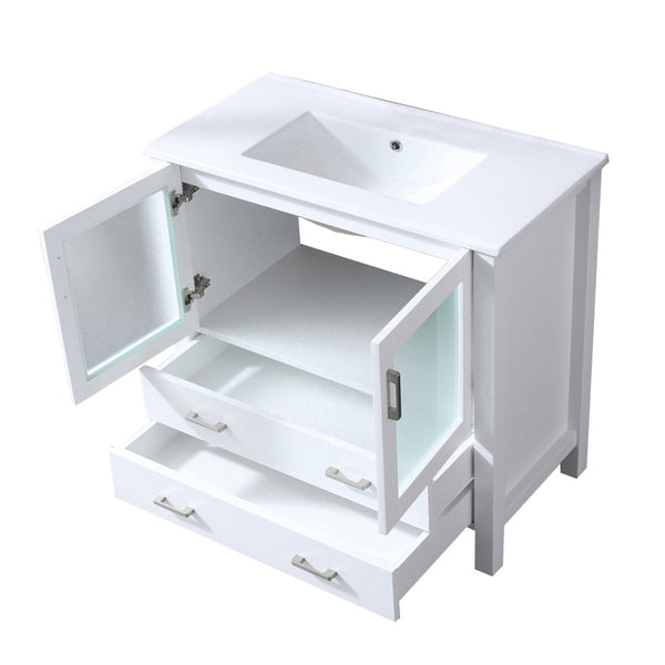 English Elm White Bath Vanity 36" W X 18.25" D With Durable Ceramic Top, Soft-Close Drawers & Elegant Storage Solutions B2731P260431-GIGA