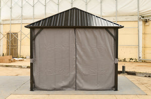 English Elm 10*10FT Aluminum Patio Gazebo with Galvanized Steel Hardtop, Double-Tier Ventilated Roof, Weatherproof Black W765S00015