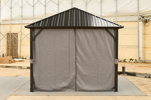 English Elm 10*10FT Aluminum Patio Gazebo with Galvanized Steel Hardtop, Double-Tier Ventilated Roof, Weatherproof Black W765S00015