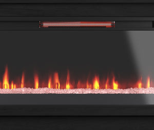 English Elm 89 Inch Fireplace TV Stand with 42" Electric Insert, Black Poplar & Okume Veneer, Fits TVs 100" B108P255364