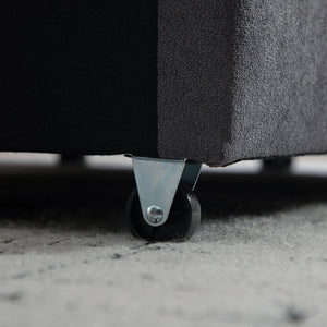 English Elm 58.27" Wide Napped Fabric Upholstered Storage Bench Rolled Armrest Caster Wheels Entryway Gray W3189P445992