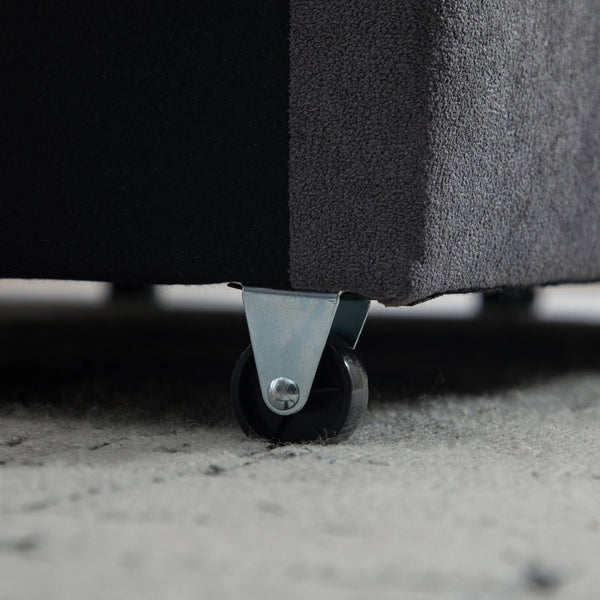 English Elm 58.27" Wide Napped Fabric Upholstered Storage Bench Rolled Armrest Caster Wheels Entryway Gray W3189P445992