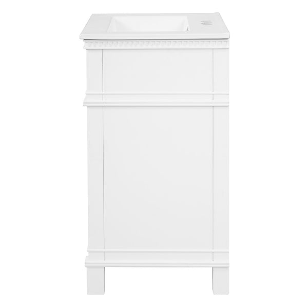 English Elm 24'' Carved Farmhouse Bathroom Vanity with Ceramic Sink Soft Close Storage Cabinet White N710P446530K
