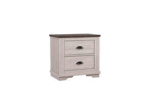 English Elm 1pc Modern Faux Marble Top Nightstand with Two Drawers, Sleek Contrast Finish, Compact Bedroom Storage Off White+Gray 28.54 L x 18.7 W x 28.07 H B2741P335230