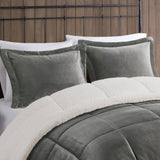 Woolrich Alton Lodge/Cabin Plush to Sherpa Down Alternative Comforter Set WR10-2888 Charcoal/Ivory