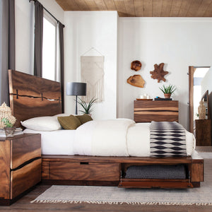 English Elm Mallory Smokey Walnut Queen Storage Platform Bed - Stylish, Durable Mahogany Design With Hidden Storage B062S00821