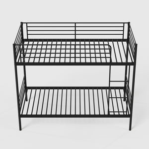 English Elm Bunk Bed Twin Over Iron Frame with Full Guardrail Ladder Kids Room Sleeper W5635P479828