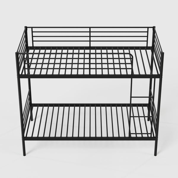 English Elm Bunk Bed Twin Over Iron Frame with Full Guardrail Ladder Kids Room Sleeper W5635P479828