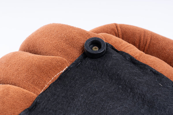 English Elm 060-Chenille Plush Knot Ottoman Stool with Foam Fill & Wooden Frame — Stylish, Comfortable Indoor Seat (No Assembly) Orange W527P239022