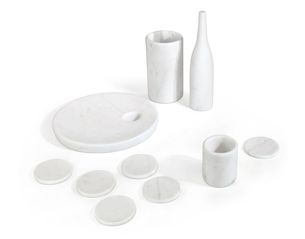 English Elm White Natural Marble Dining Room Accessories Set - Luxurious 10-Piece Collection For Elegant Tables W1696P262939-GIGA