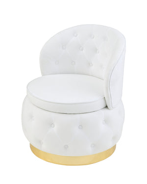 English Elm 360 Degree Swivel Cuddle Barrel Accent Storage Chairs Plush Velvet Round Armchair with Hidden Storage and Luxurious Comfort White W1420P198929