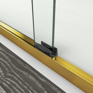English Elm 44" Semi-frameless Double Sliding Shower Door Brushed Gold Tempered Glass Walk-in W1920P388013