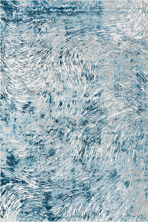 Unique Loom Oasis Wave Machine Made Abstract Rug Blue, Gray/Navy Blue/Ivory 7' 0" x 10' 0"