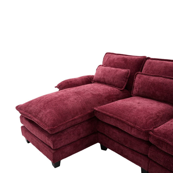 English Elm United We Win 106" U-Shape Sectional Sofa - Comfy Chenille Couch With Usb Ports, Storage Ottoman & Pillows W1568S00235-GIGA