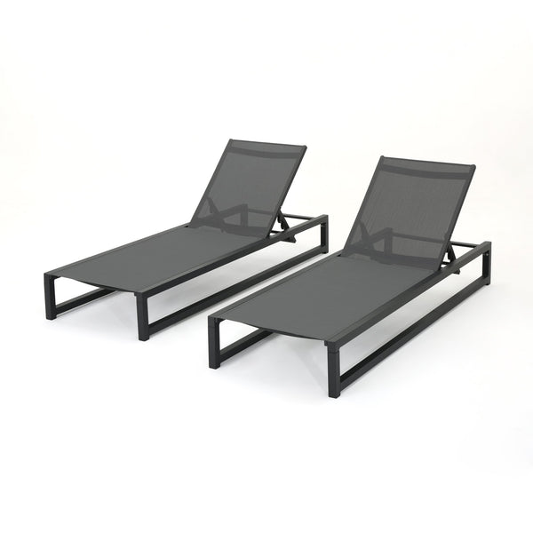 English Elm Christopher Knight Home® - Venice Chaise Lounge Set Of 2 - Fully Adjustable, Weather-Resistant, Modern Design For Outdoor Relaxation 61698.00BGRYMP2