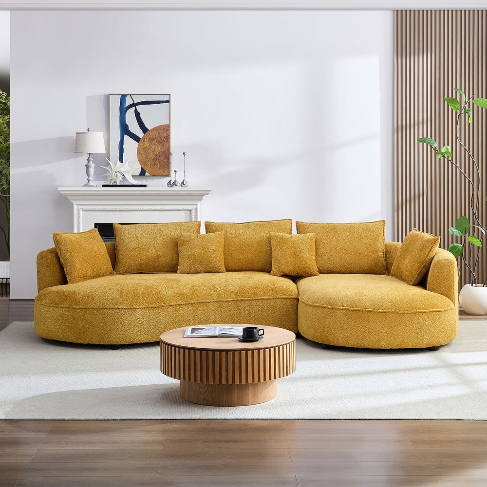 English Elm Oversized Boucle Cloud Sectional with Right Chaise Five Seat Curved Living Room Sofa W876S00321