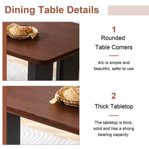 English Elm All-mdf Walnut Top Dining Table Seats Four with Matte Black Base for Small Spaces W3875S00025