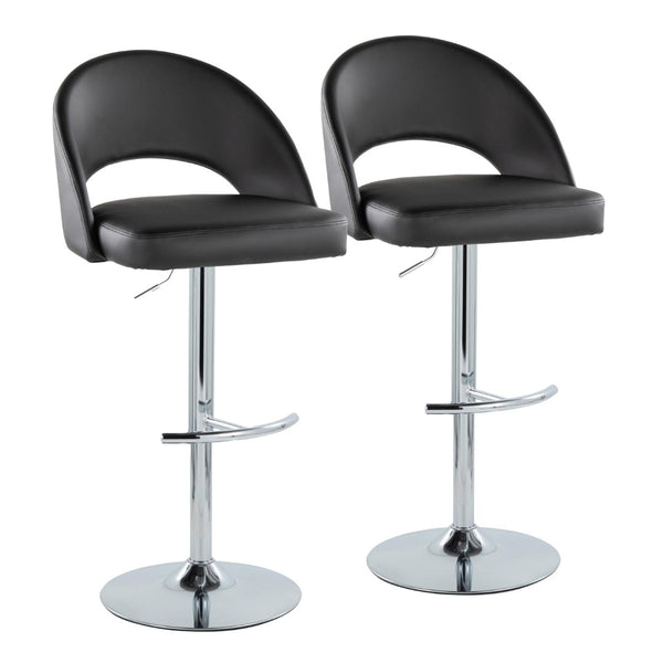 English Elm Adjustable Swivel Barstools Set of 2 Fabric Seat Black Metal Base Kitchen Counter Black B202S02011