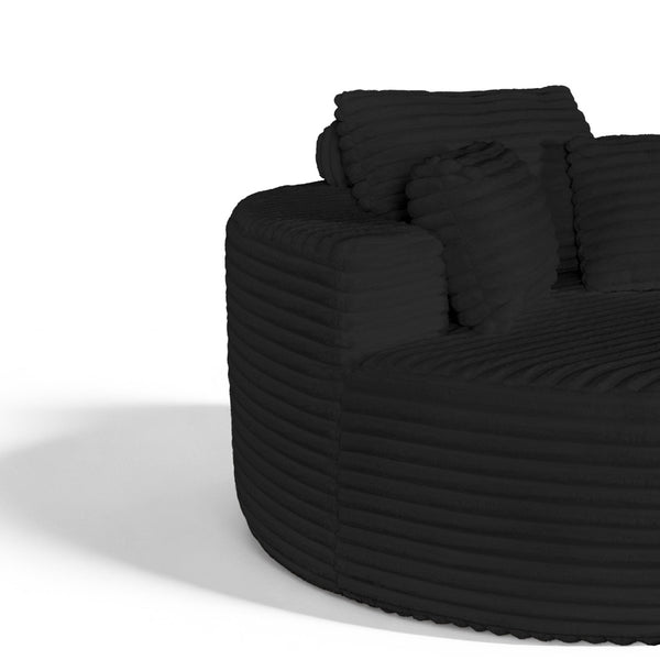 English Elm Round Modular Chenille Chaise Lounge Deep Seat Circular Sofa for Bedroom Living Room Black W5527P461610