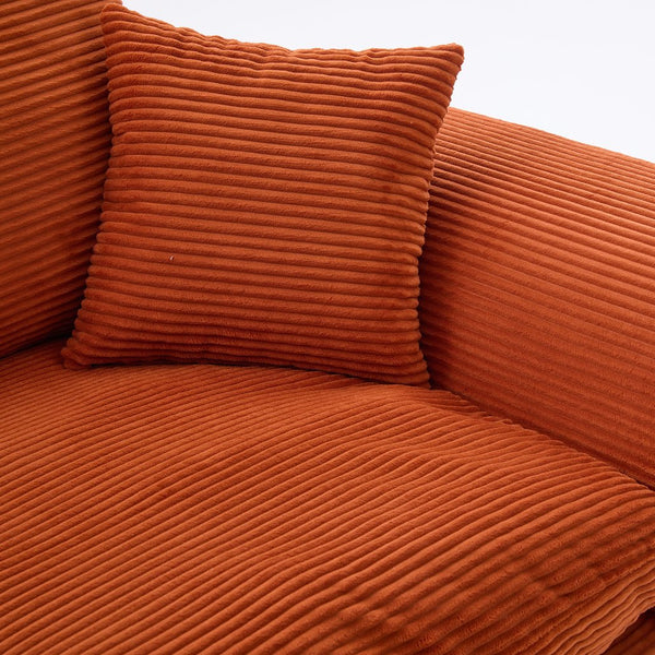 English Elm UNITED Cloud Couch Modular Sectional Sofa with Corduroy Cover, Ergonomic 2-Seater, No Assembly Needed Orange W1568P371118