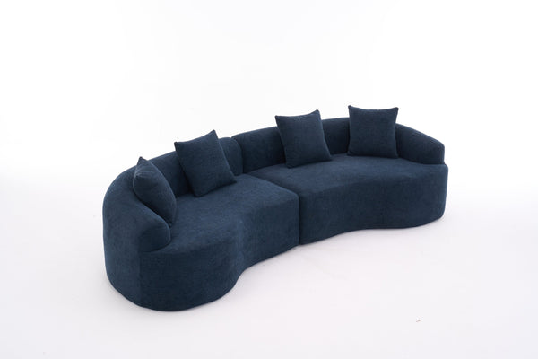 English Elm Compression Compression Sponge Sofa Curved Modular Sectional with 30D High-Density Chenille Sleeper for Cozy Apartment Living Room Comfort and Safe Rounded Design Antique Blue W2231S00019
