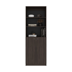 English Elm Bookcase Benzoni Nova Stained Walnut – Modern 4-Shelf Engineered Wood Storage, Durable Elegance B092P386506 B092P386506