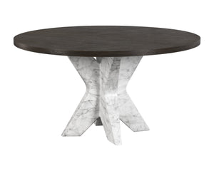 Sunpan Cypher Modern Dining Table Base with Grey Faux Marble Finish for Indoor and Outdoor Spaces Wood / Dark Brown