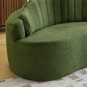 English Elm Curved Two Seat Chenille Sofa Sculptural Wave Design for Studio and Small Living Rooms Green W3612P422592