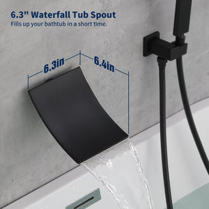 English Elm Male Npt Matte Black Waterfall Shower System With Handheld, High Flow Tub Faucet & Mixer Tap T3177P277545