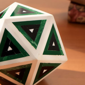 English Elm Diamond Geometric Bone & Resin Orb Sculpture – 5" Durable Wood/MDF Decorative Accent in Green/Black B346P336904