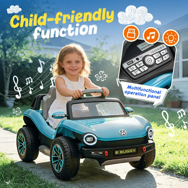 English Elm 12v Licensed Volkswagen Beetle Ride on Car with Remote Control and Suspension for Kids Blue W1578P418192