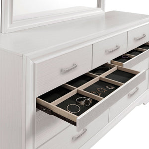 English Elm Annie Glam Twin Bedroom Set with Crystal Pulls Glitter Panels and Ivory Upholstered Bed B062S01760
