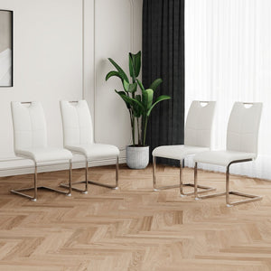 English Elm Modern Faux Leather Dining Side Chairs with Chrome Legs Ergonomic Set of 2 W210127287