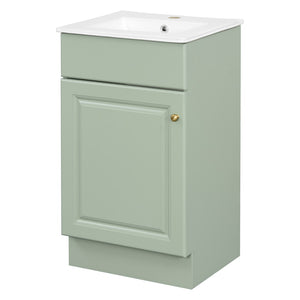 English Elm [video] Compact Sage Green Bathroom Vanity with Ceramic Sink Soft Close Cabinet N759P237932G