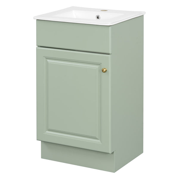English Elm [video] Compact Sage Green Bathroom Vanity with Ceramic Sink Soft Close Cabinet N759P237932G