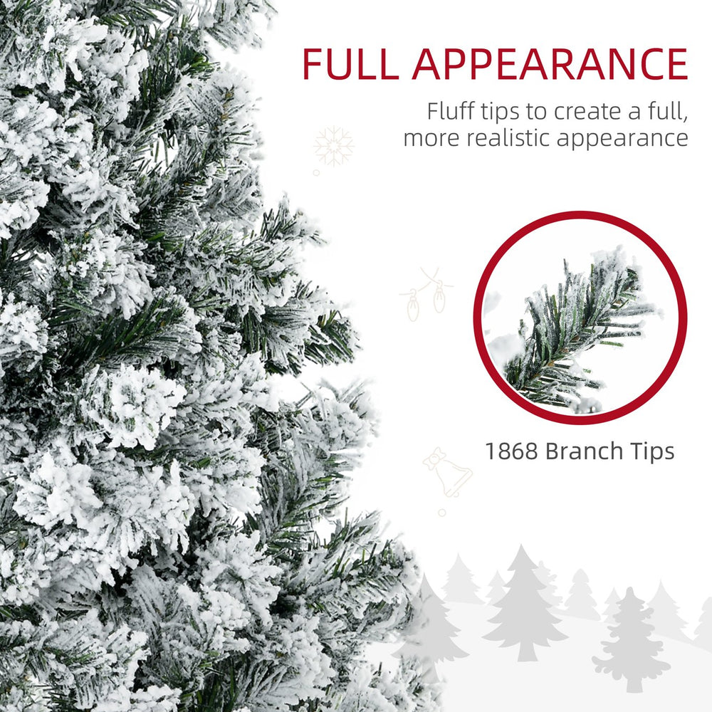 English Elm Homcom 9Ft Prelit Christmas Tree With 1868 Snow Flocked Branches & 600 Warm White Led Lights, Easy Setup W2225P249669