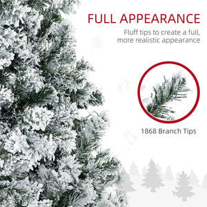 English Elm Homcom 9Ft Prelit Christmas Tree With 1868 Snow Flocked Branches & 600 Warm White Led Lights, Easy Setup W2225P249669
