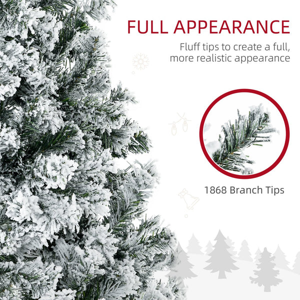English Elm Homcom 9Ft Prelit Christmas Tree With 1868 Snow Flocked Branches & 600 Warm White Led Lights, Easy Setup W2225P249669