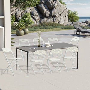English Elm 4-pack Powder-coated Steel Folding Chairs Faux Leather Seat Stackable Indoor Outdoor W2071P368564