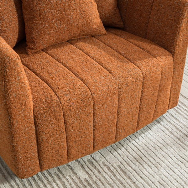 English Elm 39"w Chenille Barrel Swivel Chair Tufted Pumpkin Silhouette Cozy Reading Accent Seat Orange W3118S00040