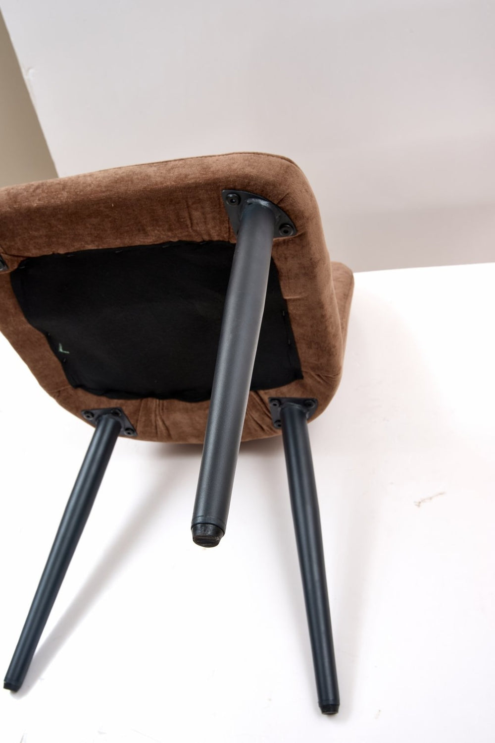 English Elm Dark Brown Suede Armless Dining Chairs with Sleek Metal Legs Foam Padded Set of 2 T3967P431267