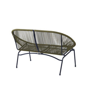 English Elm Christopher Knight Home® - CONDESSA Modern Outdoor Wicker Loveseat with Hammock Weave, Durable PE Rattan & Powder Coat Iron Frame Green N775P241727G