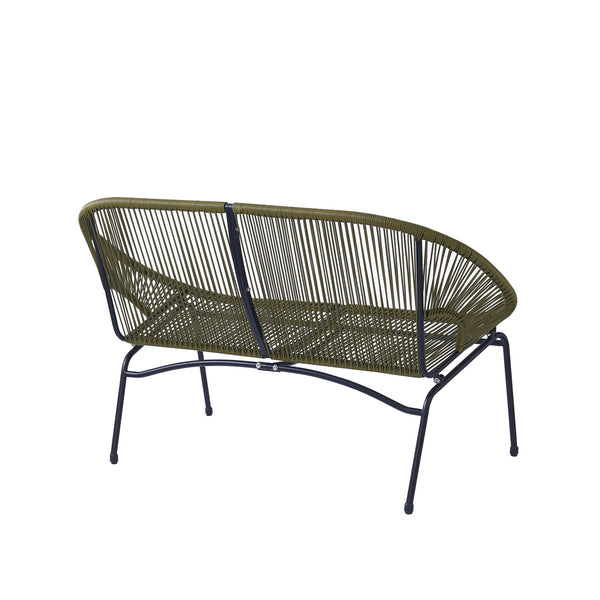 English Elm Christopher Knight Home® - CONDESSA Modern Outdoor Wicker Loveseat with Hammock Weave, Durable PE Rattan & Powder Coat Iron Frame Green N775P241727G