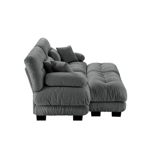 English Elm Cloud Chenille Sleeper Sofa - Modern 2-Seater With Pillows & Ottomans For Cozy Living Room Style W714S01018