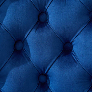 English Elm Thick Velvet Swivel Barstools Adjustable 25-33" Height with 17.7" Chrome Base, Tufted Diamond Pleat Elegance Blue W1143P335044