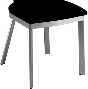 English Elm Contemporary Oval Back Dining Chairs Set of 2 with Padded Microfiber Seats, Powder-Coated Metal Frame, Sleek Design Black,Silver 42 L x 19 W x 15 H B011P232975